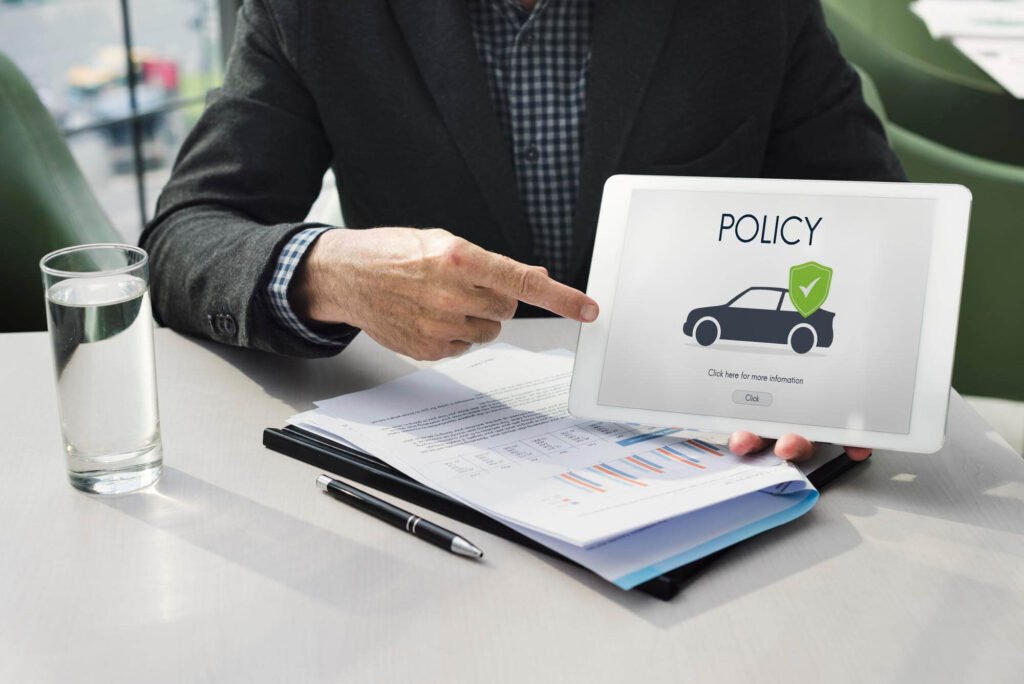 Car insurance policy protecting vehicle from accident and damage